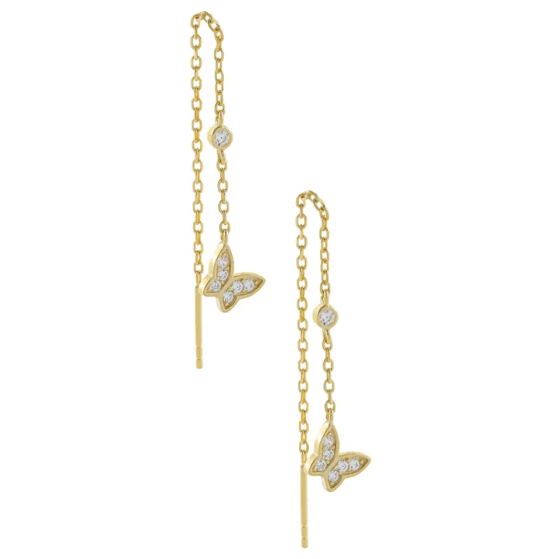 CZ Butterfly Threader Drop Earring sold by Adina Eden's