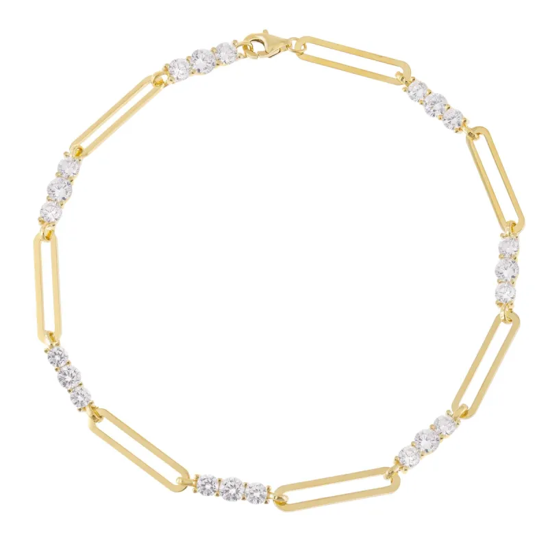 CZ Paperclip Anklet sold by Adina Eden's