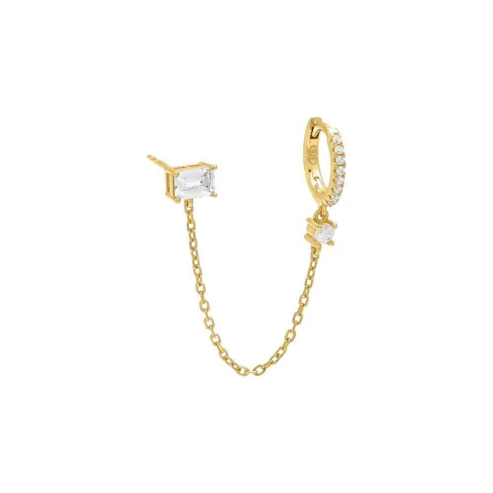 Pavé Huggie Chain X Stud Earring sold by Adina Eden's