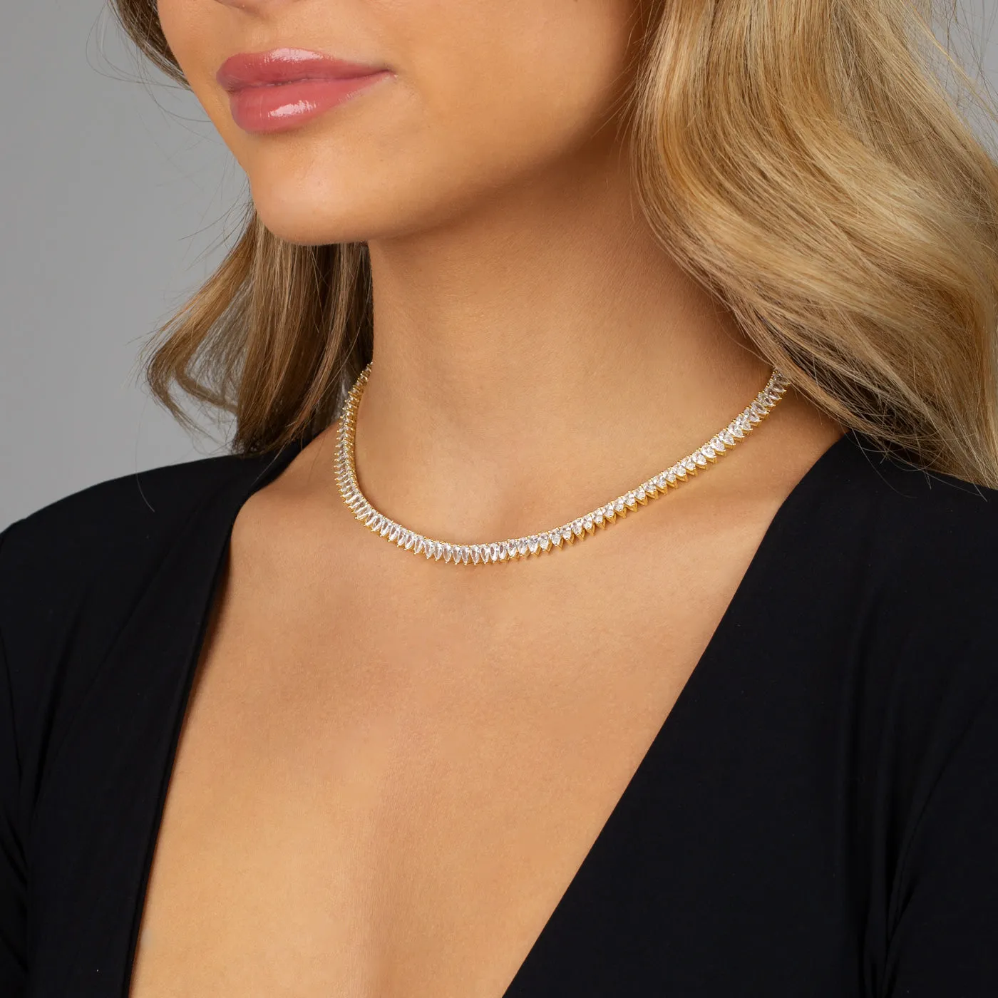 Pear Shaped Tennis Necklace sold by Adina Eden's product image thumbnail 4