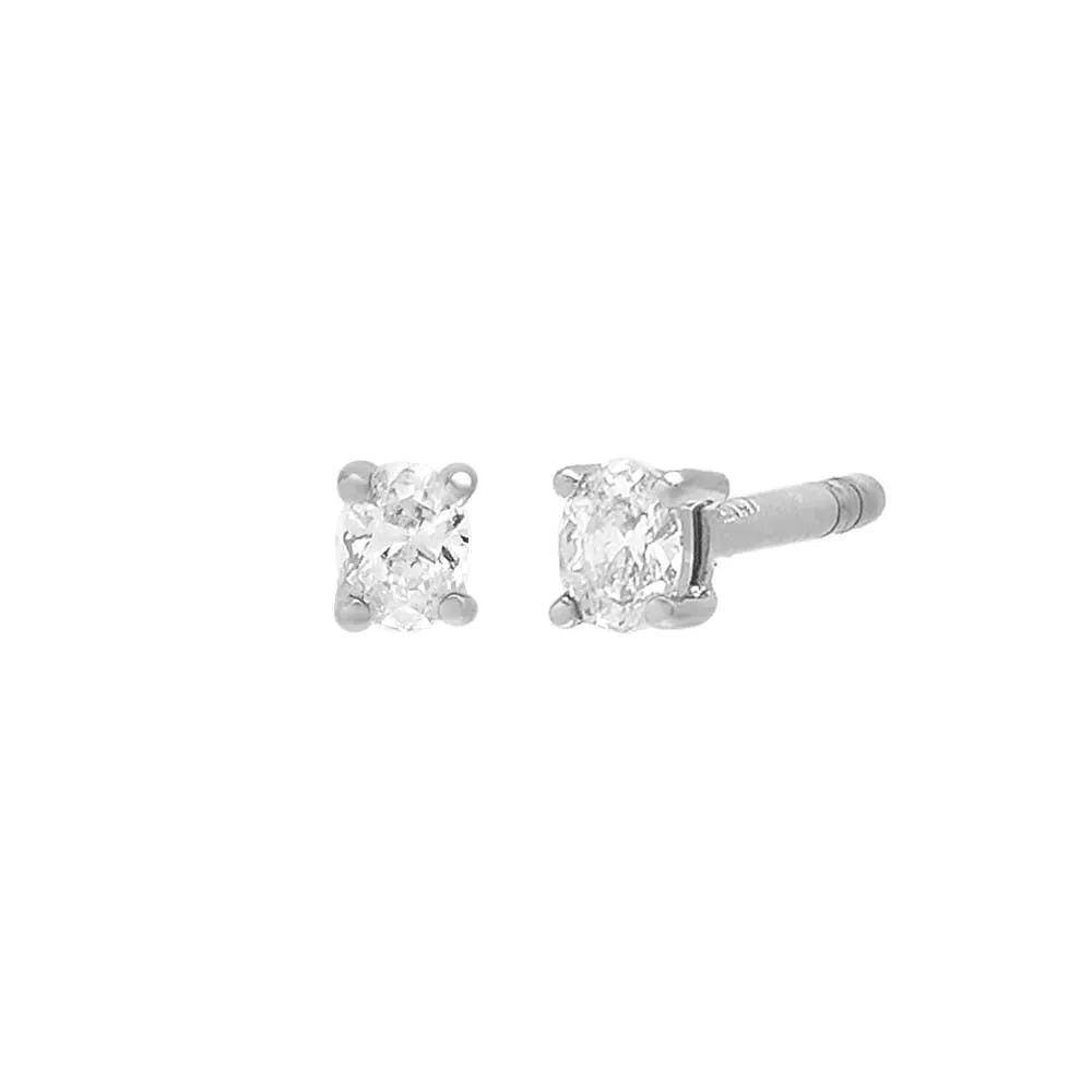 Itty Bitty Diamond Oval Stud Earring 14K sold by Adina Eden's