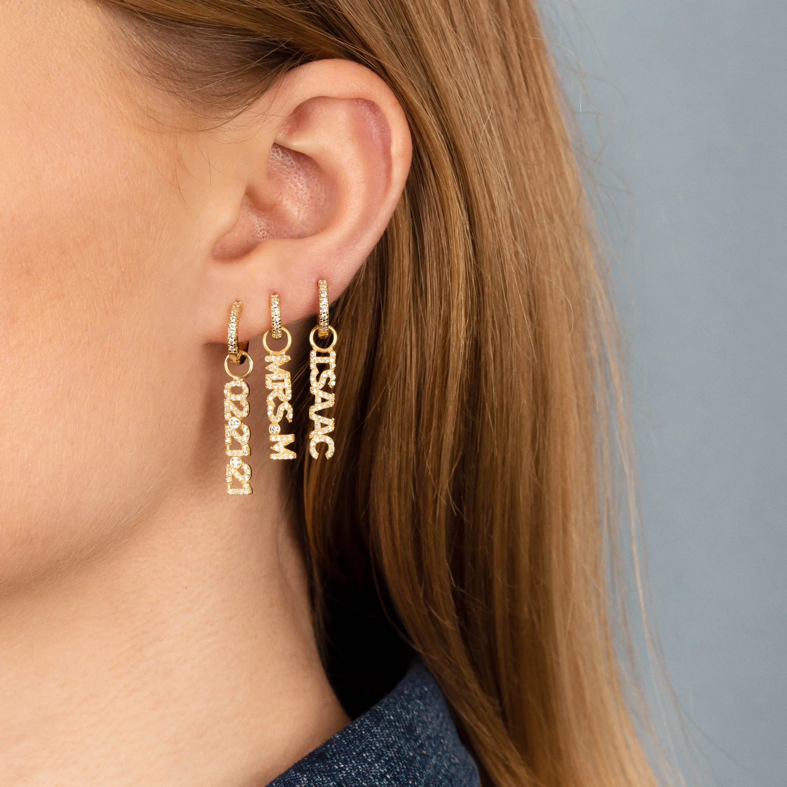 Pavé Mini Nameplate Charm sold by Adina Eden's product image thumbnail 2