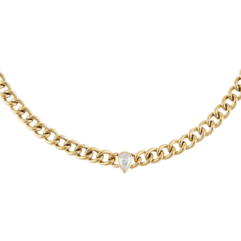 Diamond Teardrop X Miami Cuban Link Choker 14K sold by Adina Eden's