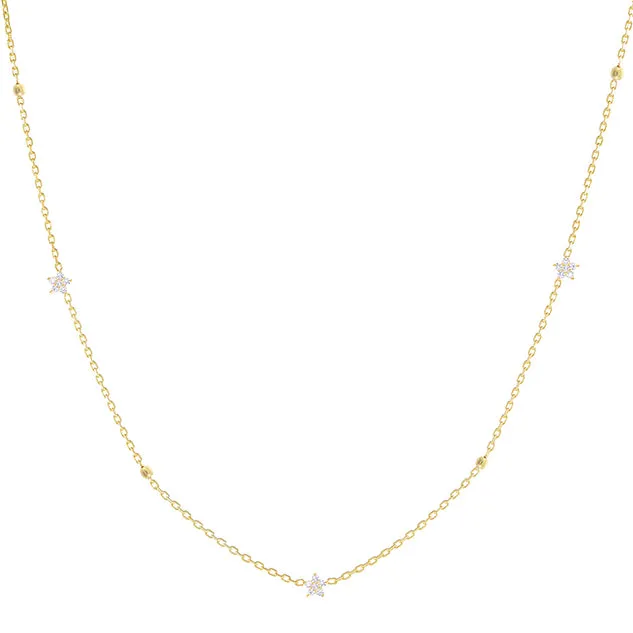 Diamond Flower X Ball Chain Necklace 14K sold by Adina Eden's