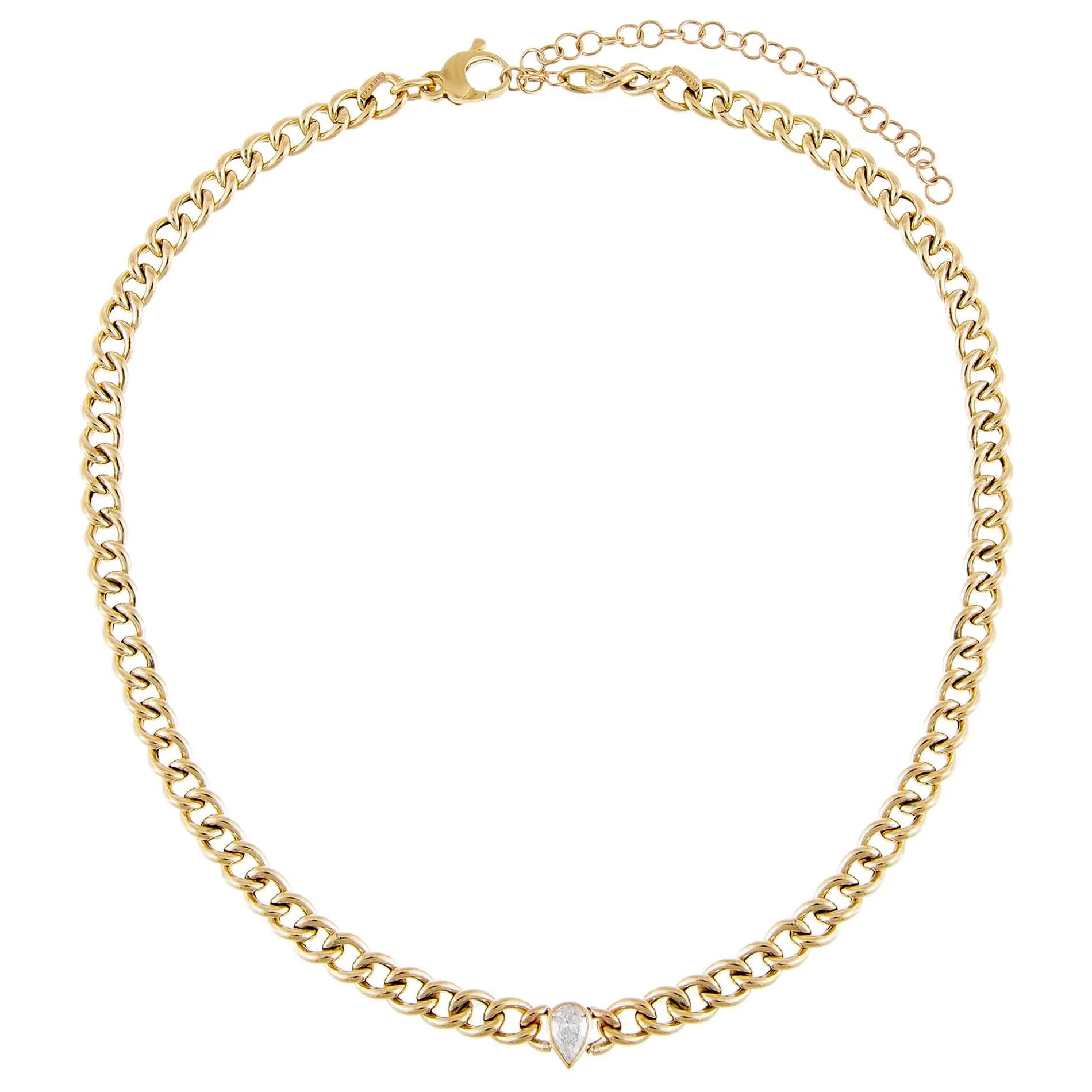 Diamond Teardrop X Miami Cuban Link Choker 14K sold by Adina Eden's product image thumbnail 3