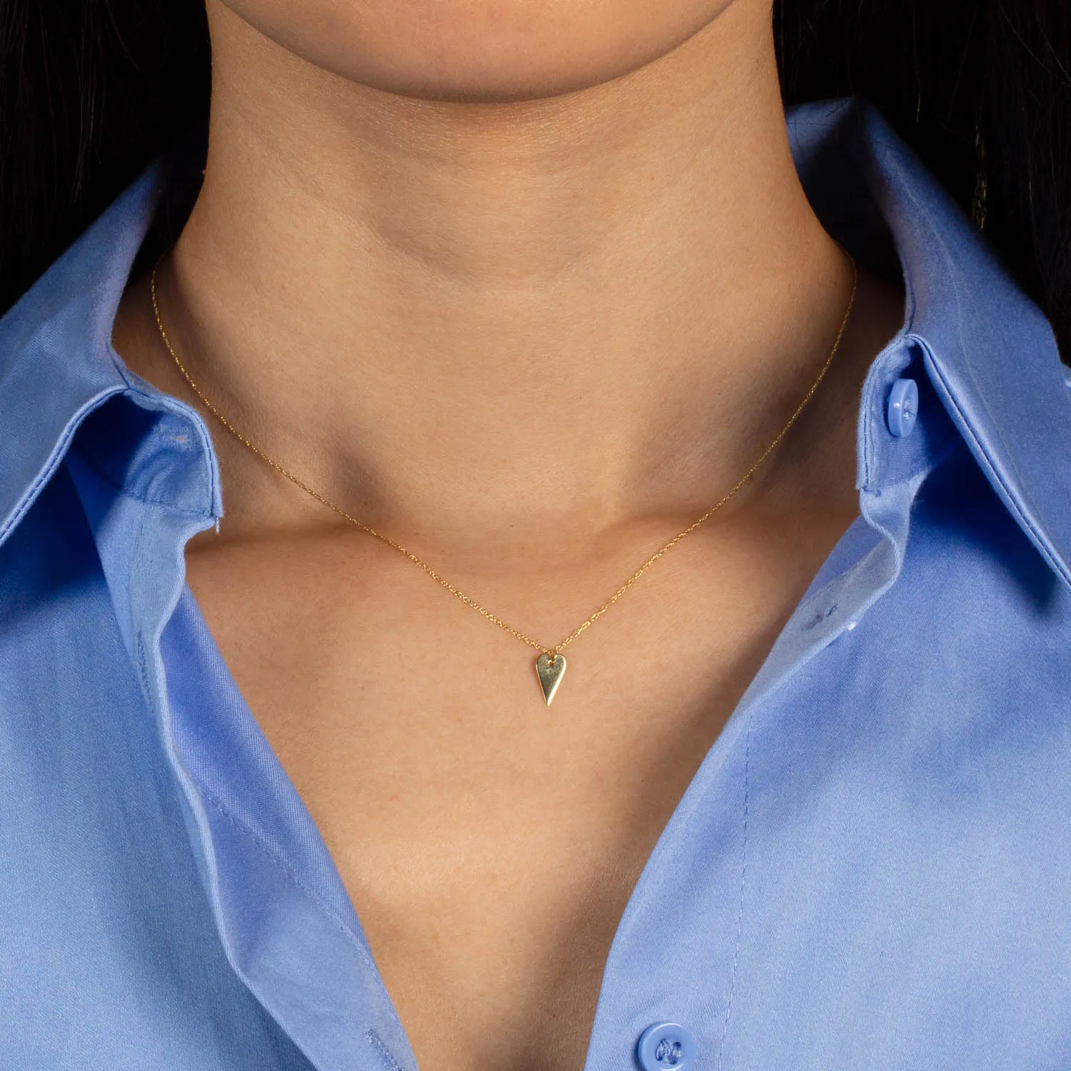 Elongated Solid Heart Necklace 14K sold by Adina Eden's product image thumbnail 2