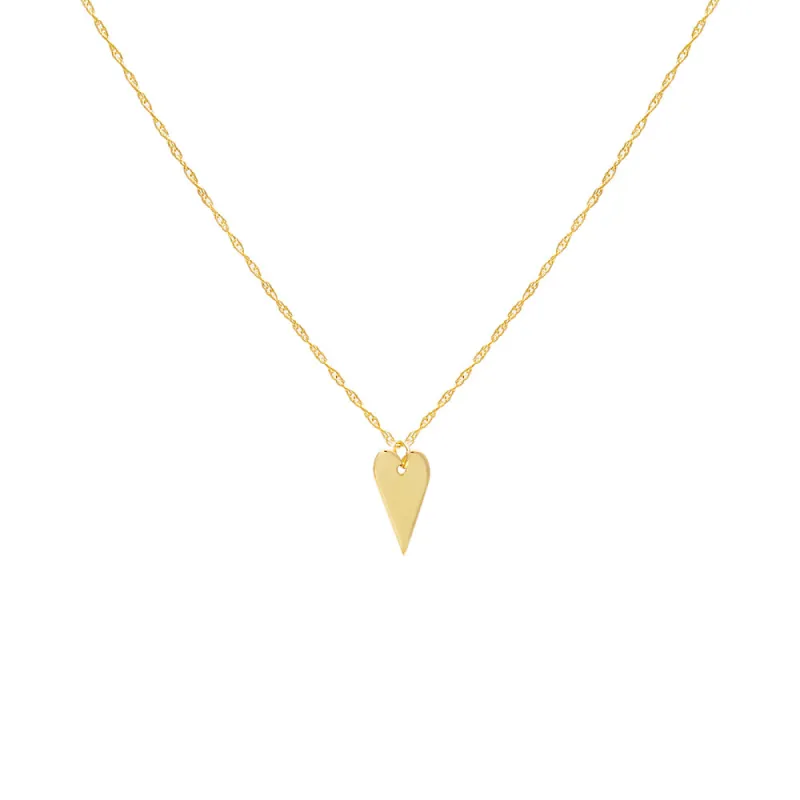 Elongated Solid Heart Necklace 14K sold by Adina Eden's