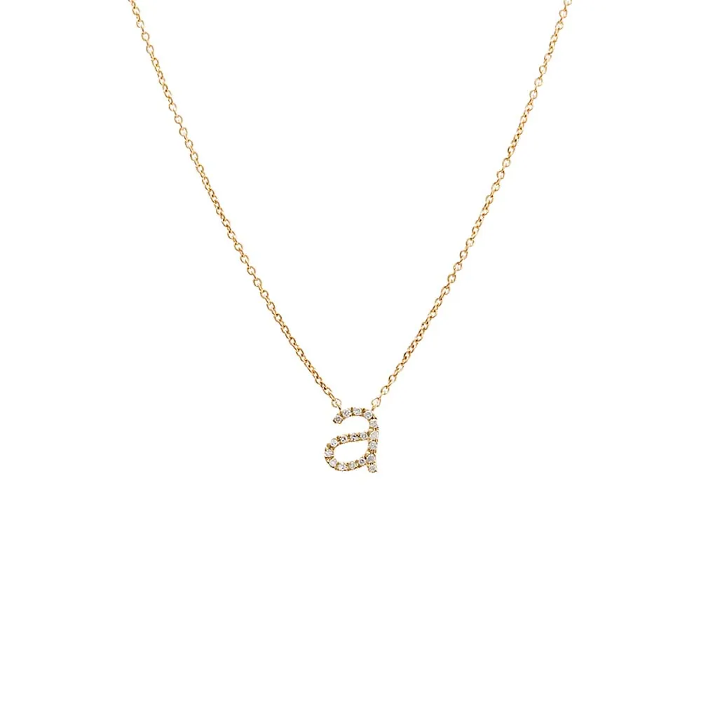 Diamond Lowercase Initial Necklace 14K sold by Adina Eden's