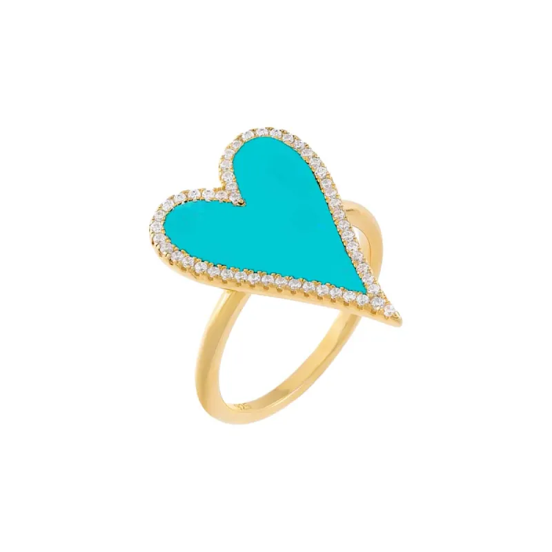 Elongated Pavé Heart Ring sold by Adina Eden's