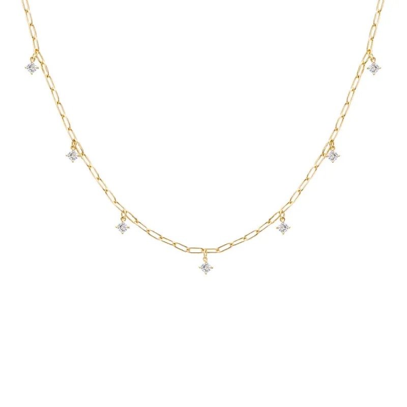 Colored Multi Dangling CZ Stone Link Necklace sold by Adina Eden's