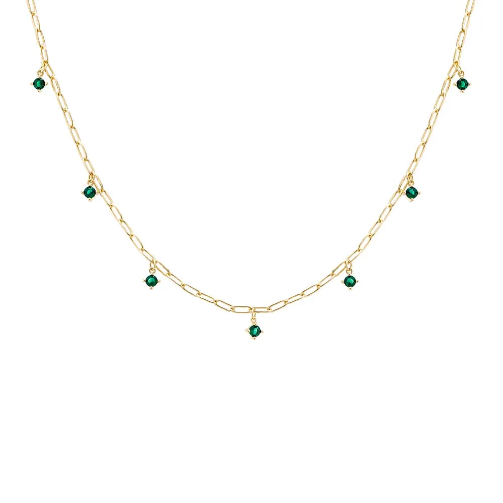 Colored Multi Dangling CZ Stone Link Necklace sold by Adina Eden's product image thumbnail 3