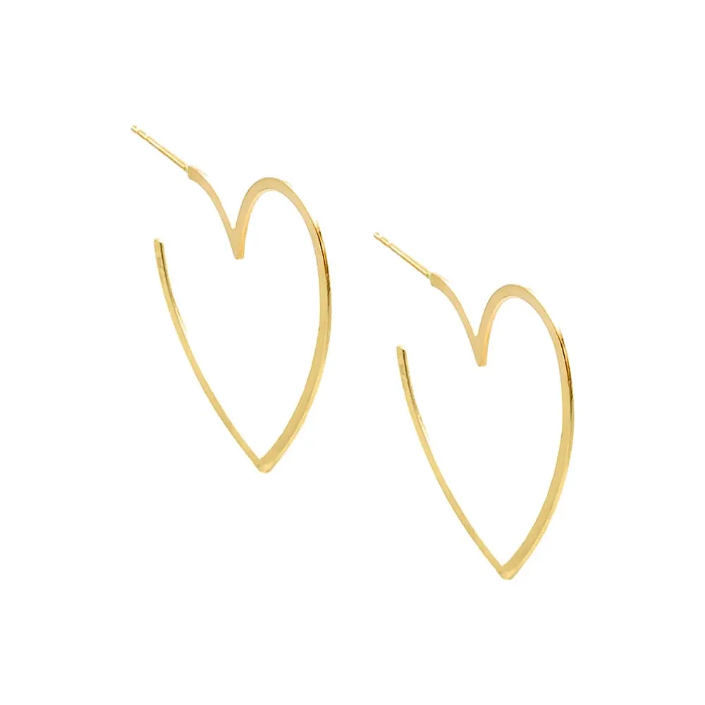 Solid Open Heart Hoop Earring 14K sold by Adina Eden's