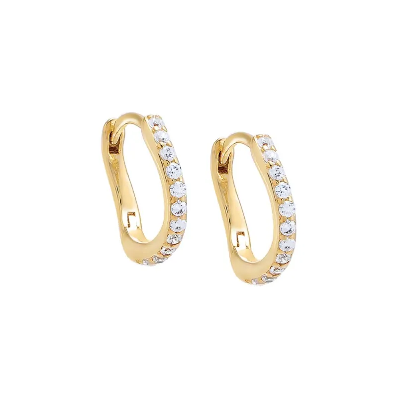 Thin Pave Curved Huggie Earring sold by Adina Eden's