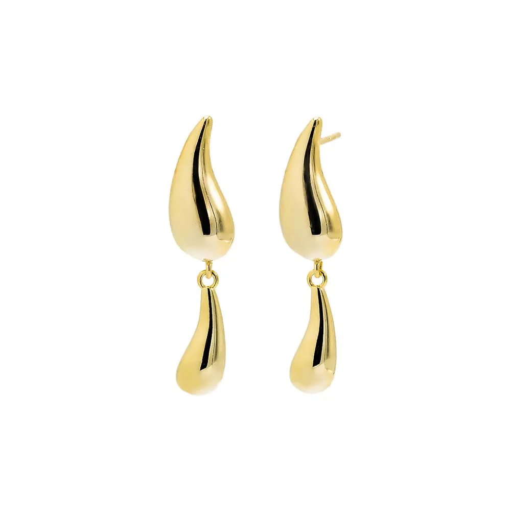 Double Teardrop Drop Stud Earring sold by Adina Eden's