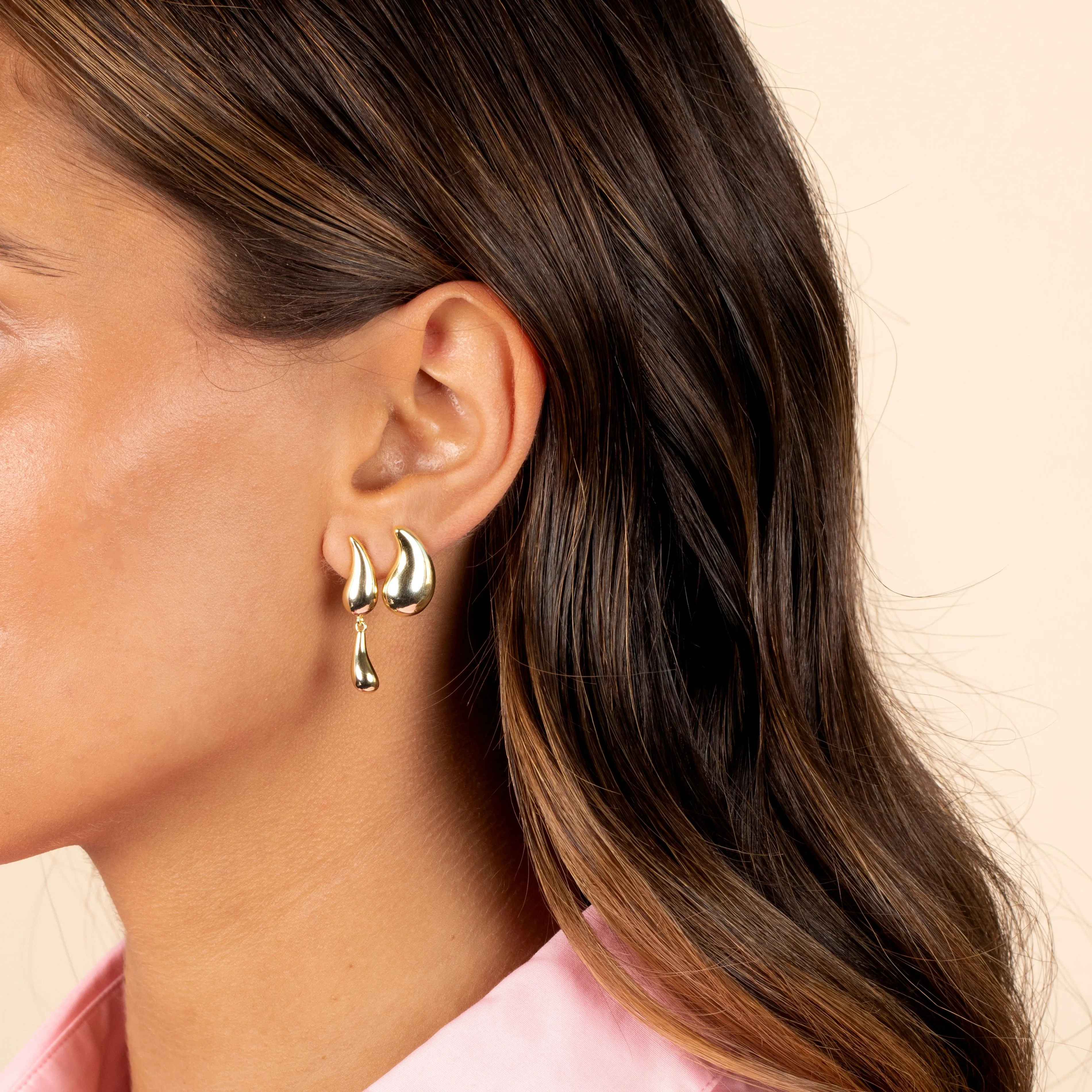 Double Teardrop Drop Stud Earring sold by Adina Eden's product image thumbnail 3