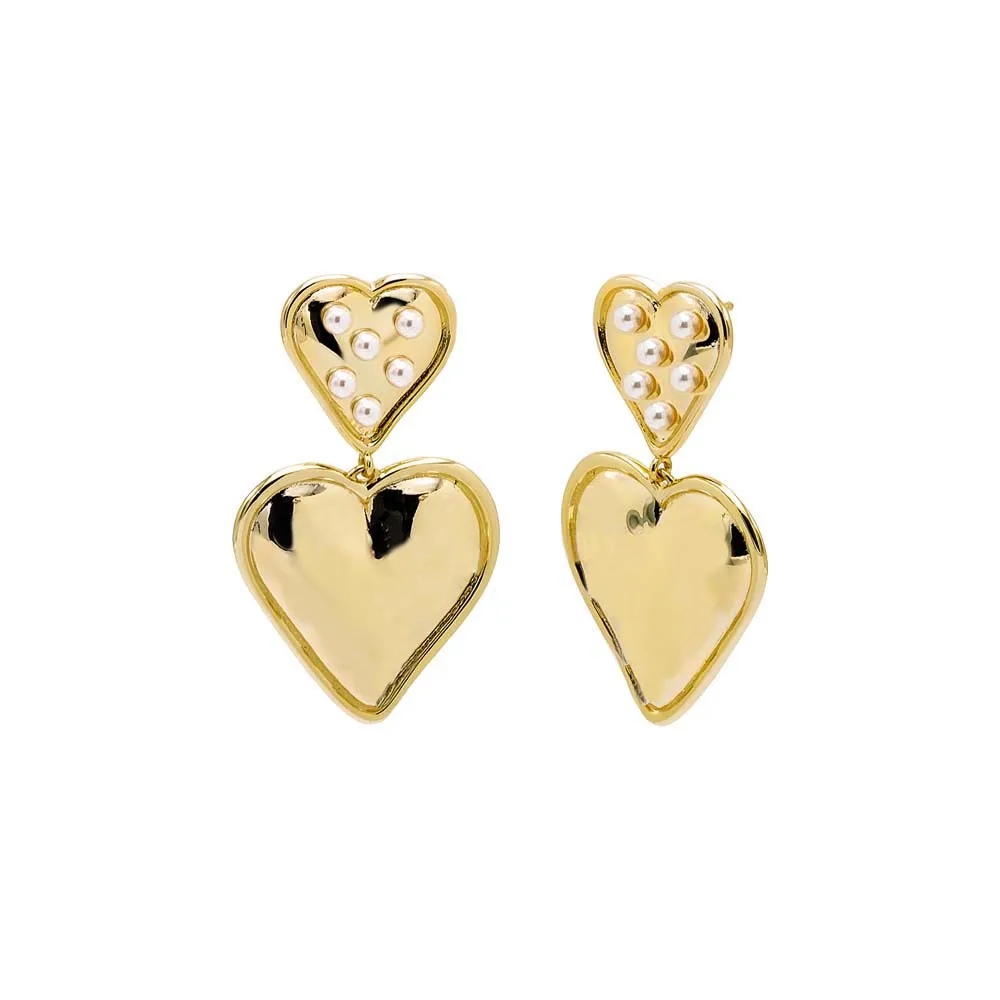 Pearl Scattered Heart Drop Earring sold by Adina Eden's