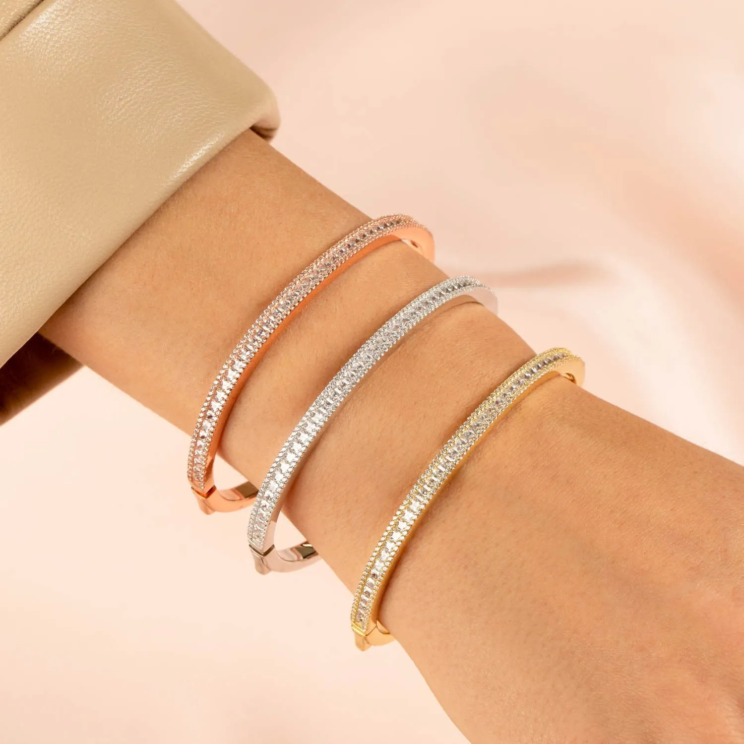 CZ Princess Cut x Round Bangle sold by Adina Eden's product image thumbnail 2