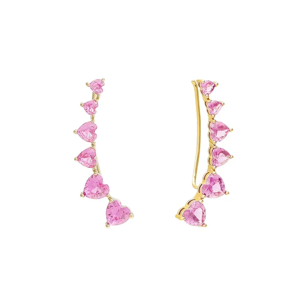 Multi CZ Heart Ear Climber sold by Adina Eden's