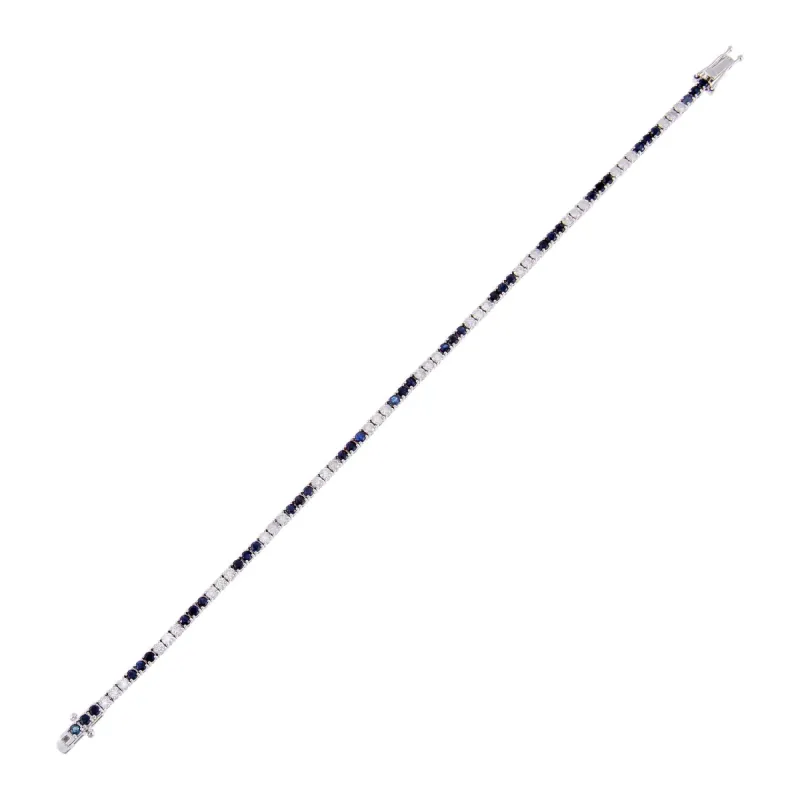 Diamond X Sapphire Tennis Bracelet 14K sold by Adina Eden's