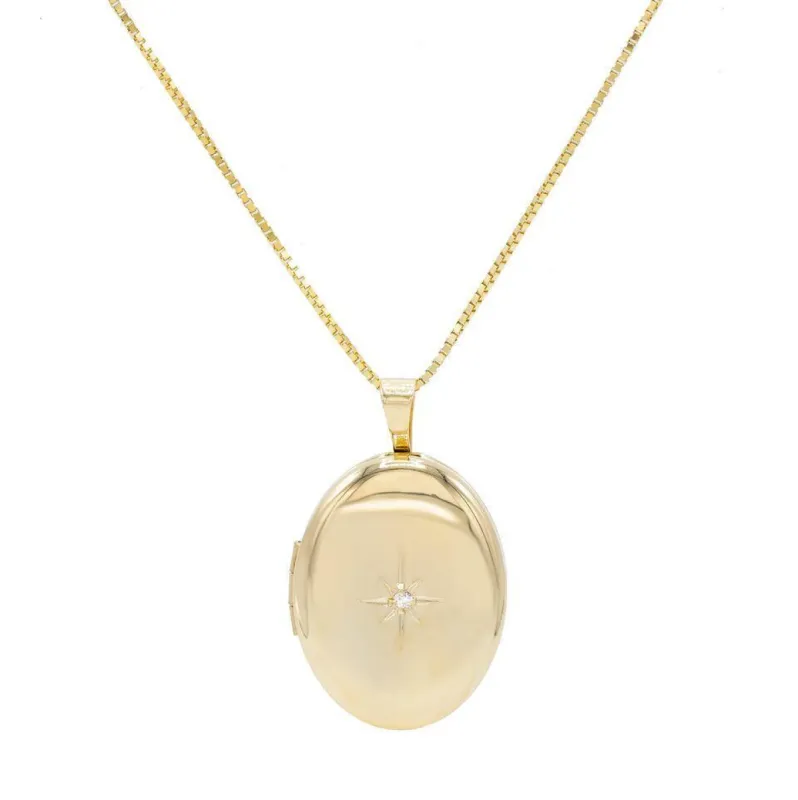Starburst Locket Necklace 14K sold by Adina Eden's