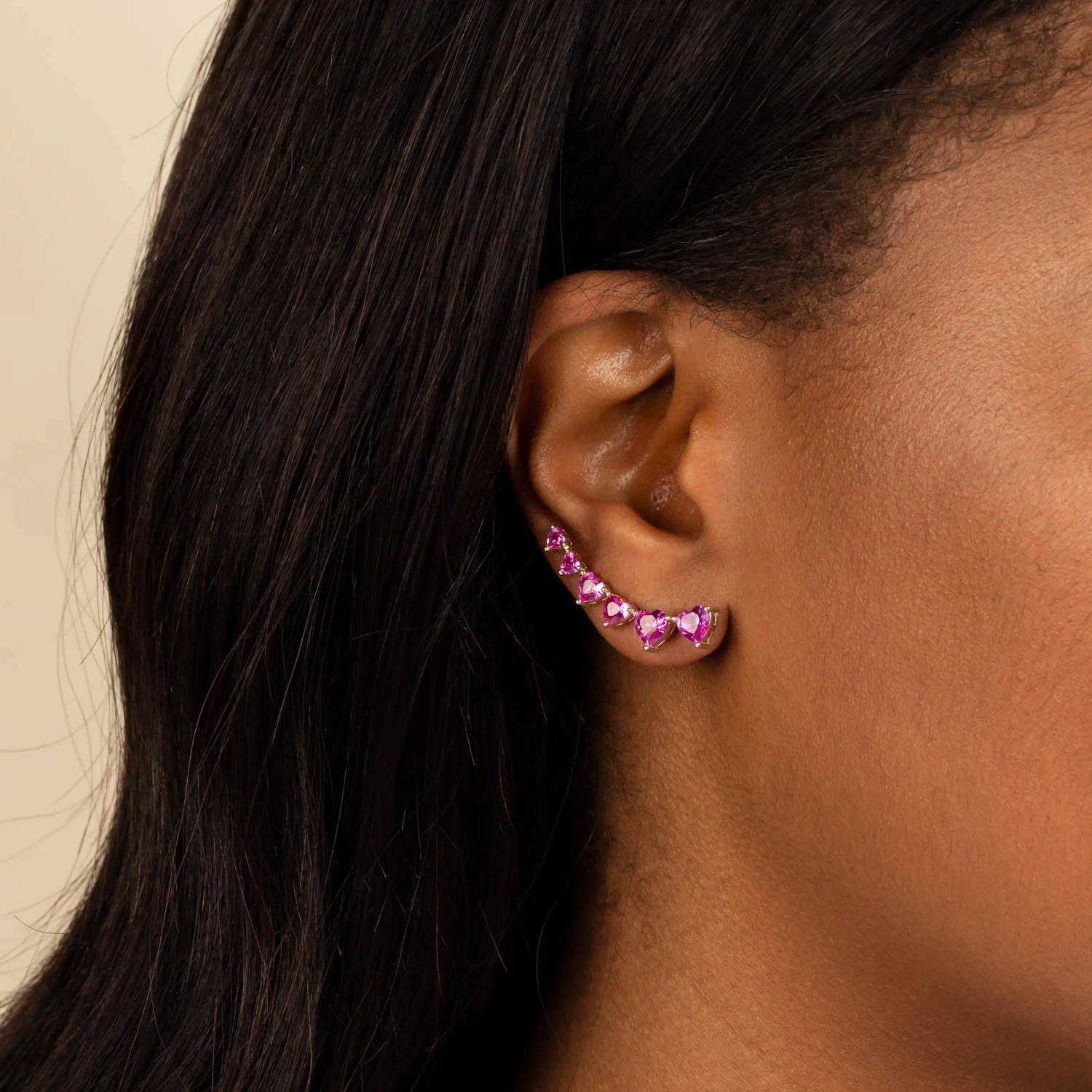 Multi CZ Heart Ear Climber sold by Adina Eden's product image thumbnail 2