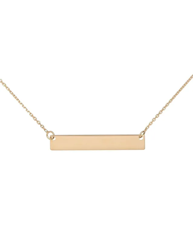 Engraved Thin Bar Necklace 14K sold by Adina Eden's