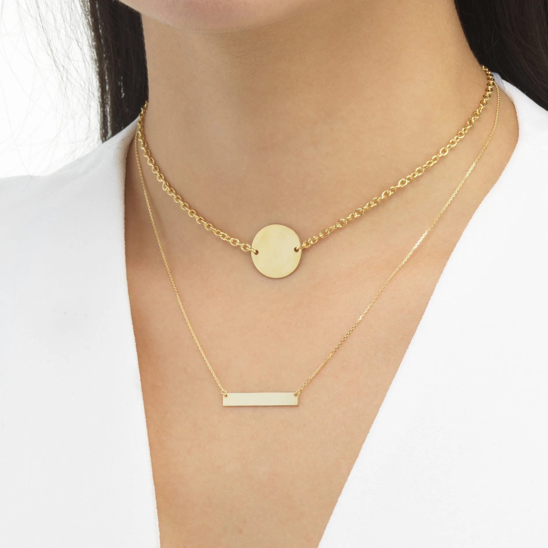 Engraved Thin Bar Necklace 14K sold by Adina Eden's product image thumbnail 2