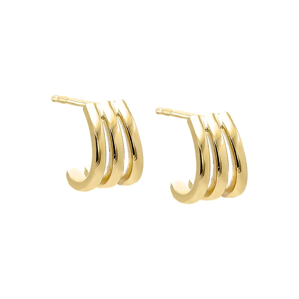 Solid Triple Cage Stud Earring 14K sold by Adina Eden's