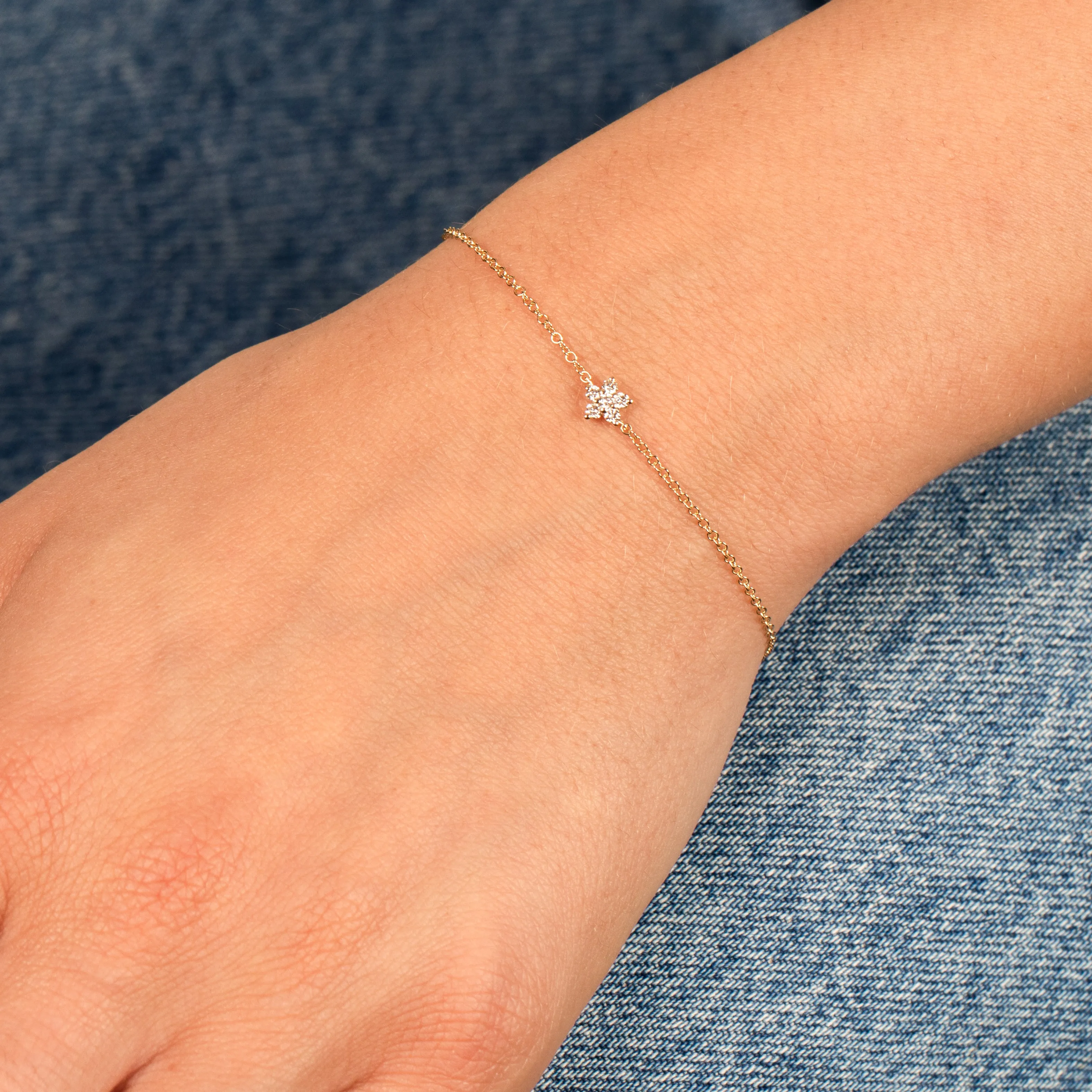 Diamond Tiny Flower Bracelet 14K sold by Adina Eden's product image thumbnail 3
