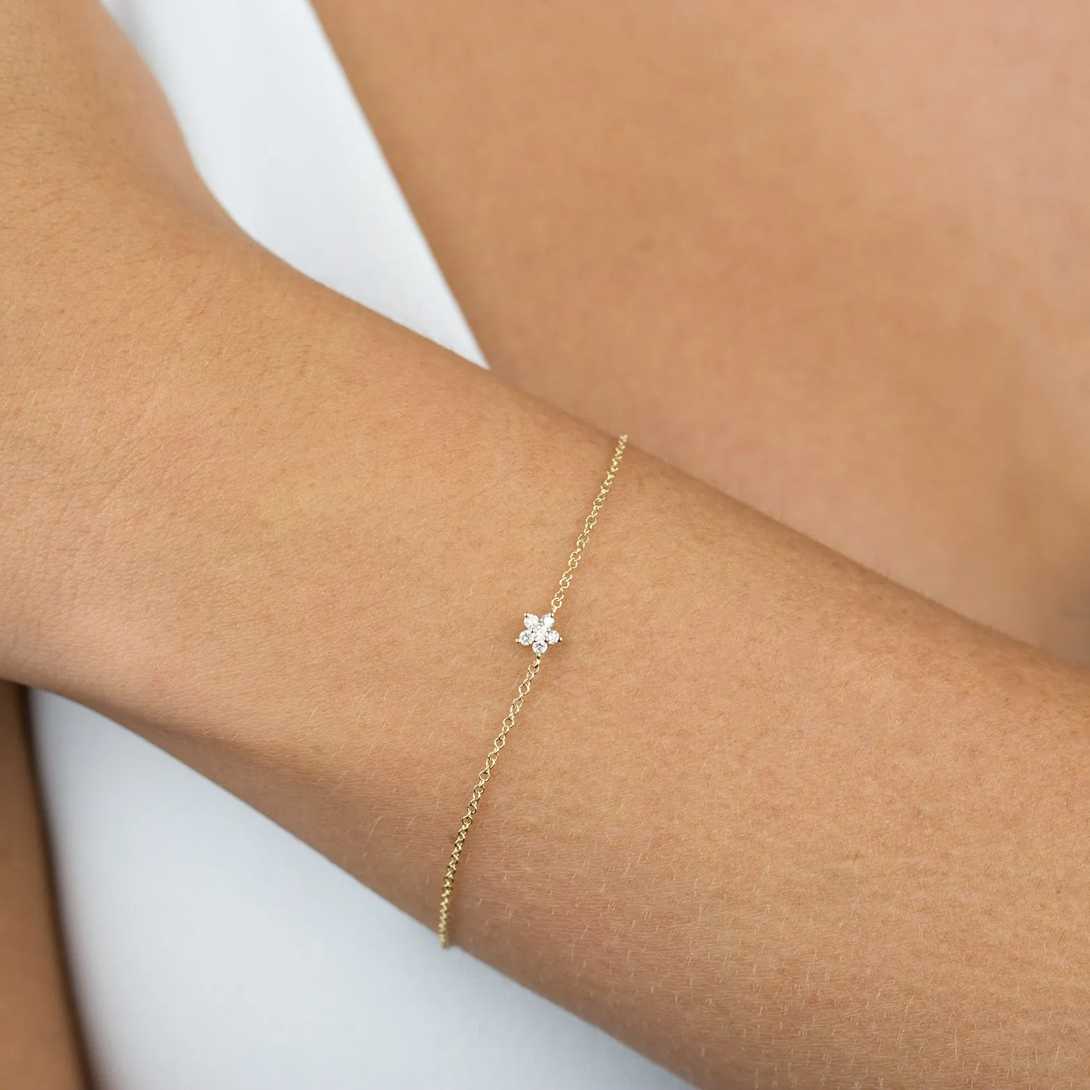 Diamond Tiny Flower Bracelet 14K sold by Adina Eden's product image thumbnail 4