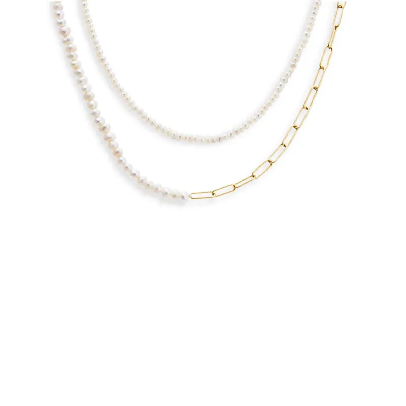 Pearl & Chain Necklace Choker Combo Set sold by Adina Eden's