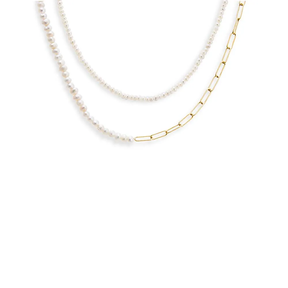 Pearl & Chain Necklace Choker Combo Set sold by Adina Eden's