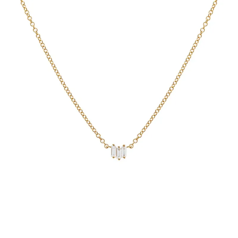 Diamond Scattered Baguette Pendant Necklace 14K sold by Adina Eden's