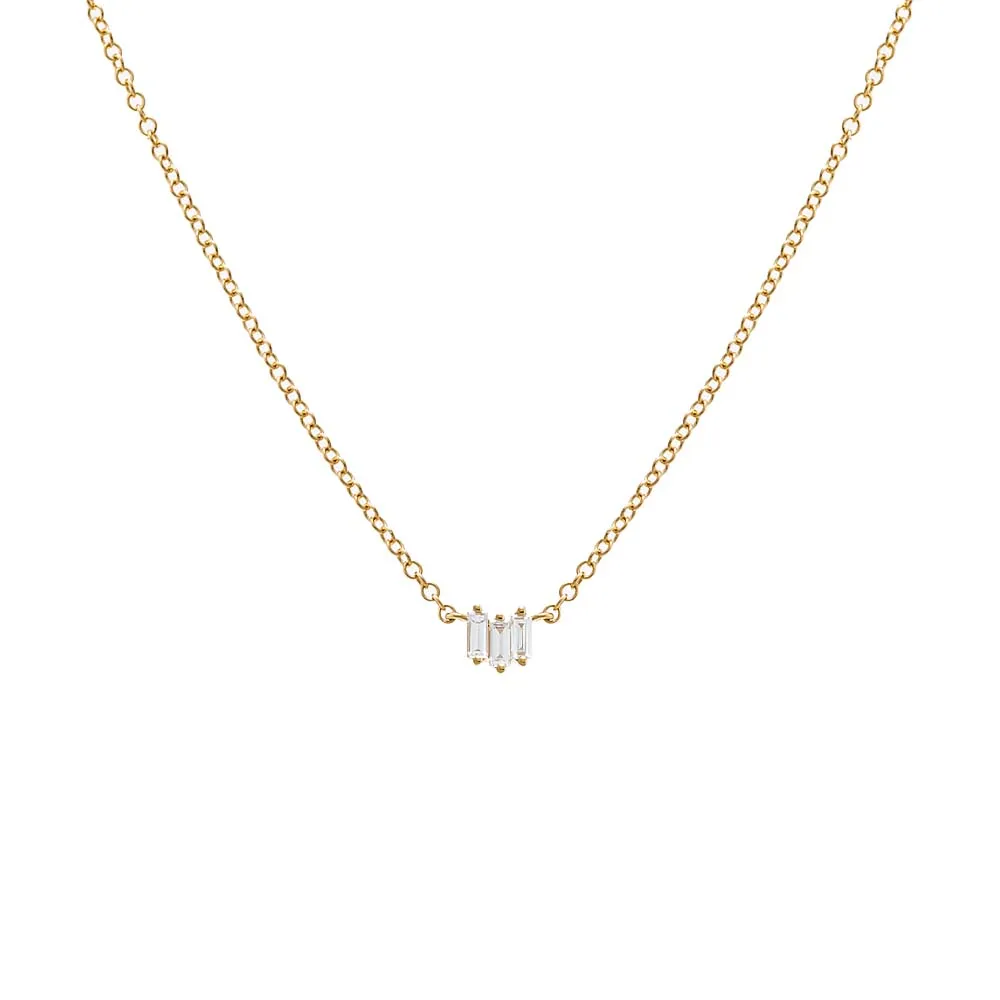 Diamond Scattered Baguette Pendant Necklace 14K sold by Adina Eden's