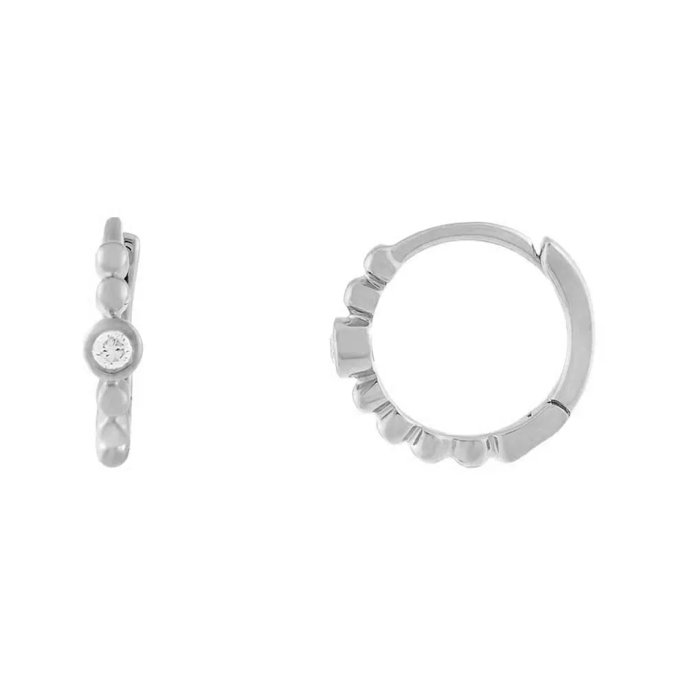 Beaded Diamond Bezel Huggie Earring 14K sold by Adina Eden's product image thumbnail 5