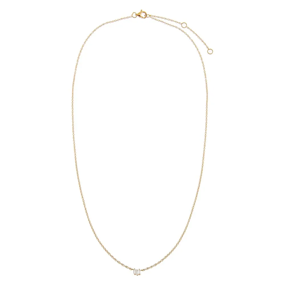 Diamond Scattered Baguette Pendant Necklace 14K sold by Adina Eden's product image thumbnail 3