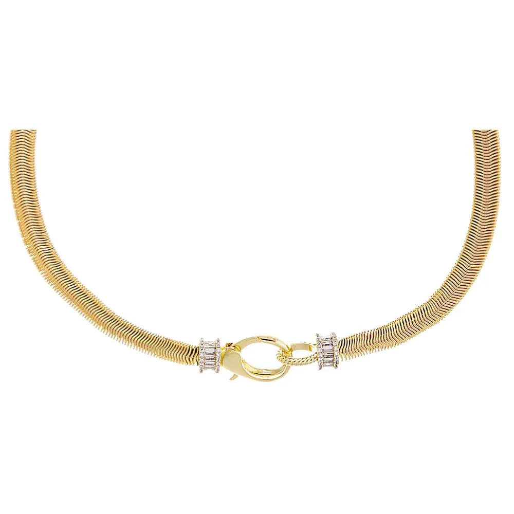 CZ X Baguette Chunky Snake Clasp Choker sold by Adina Eden's product image thumbnail 3