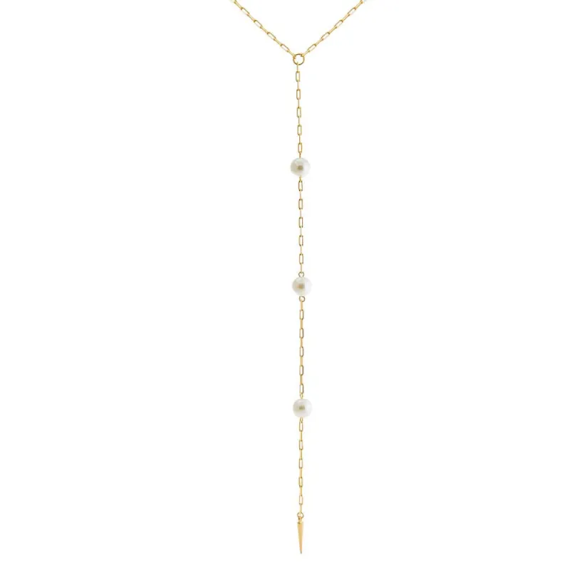 Multi Pearl Link Lariat Necklace sold by Adina Eden's