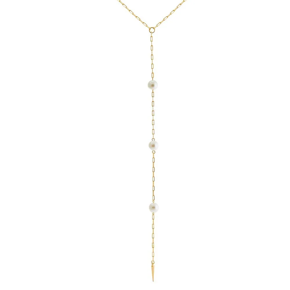 Multi Pearl Link Lariat Necklace sold by Adina Eden's