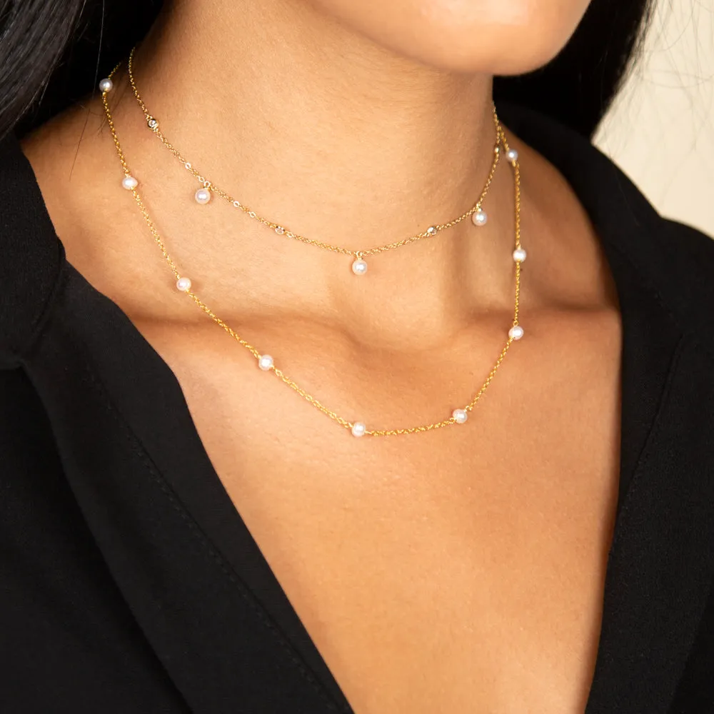 CZ Bezel X Dangling Pearl Choker sold by Adina Eden's product image thumbnail 2