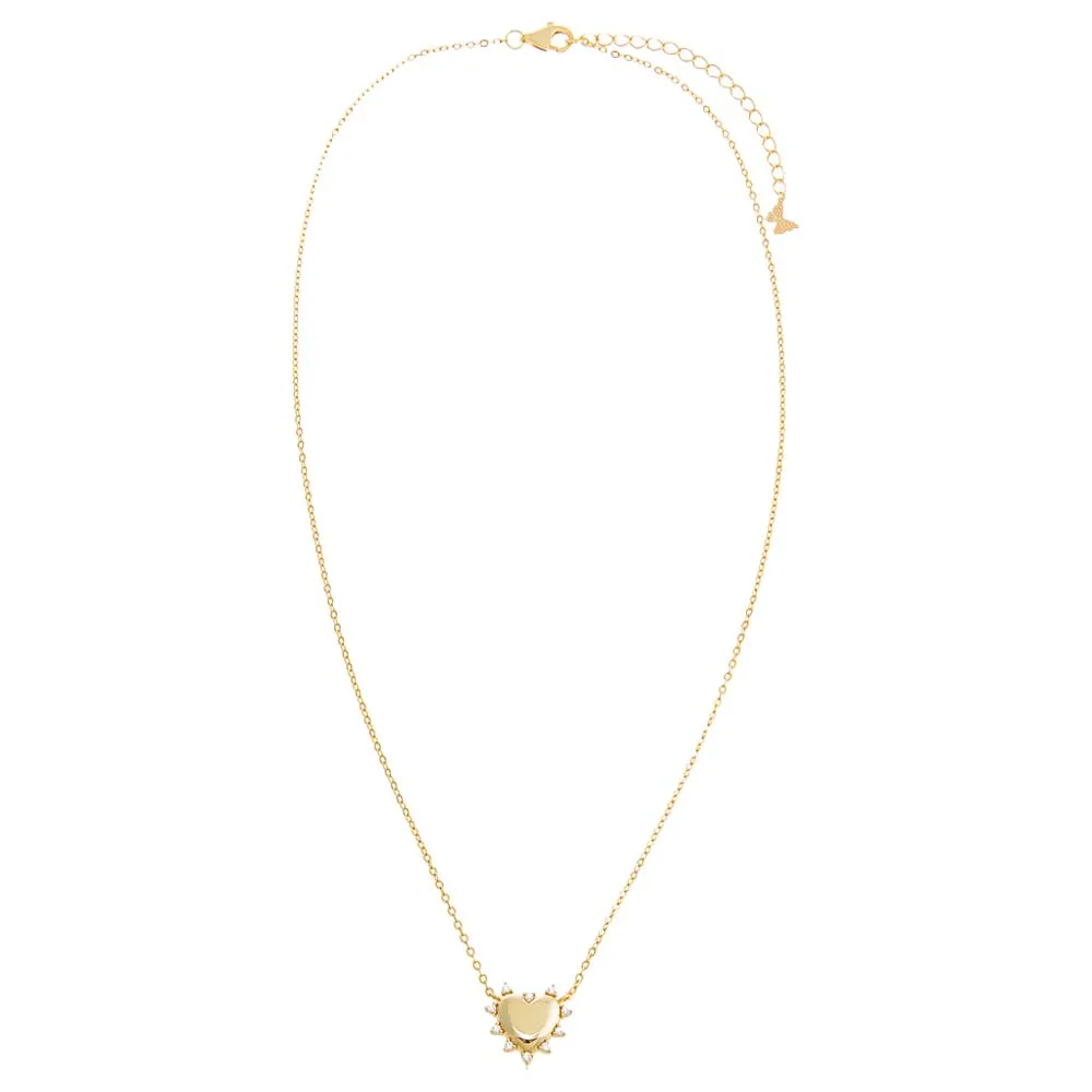 CZ Rimmed Solid Heart Pendant Necklace sold by Adina Eden's product image thumbnail 3