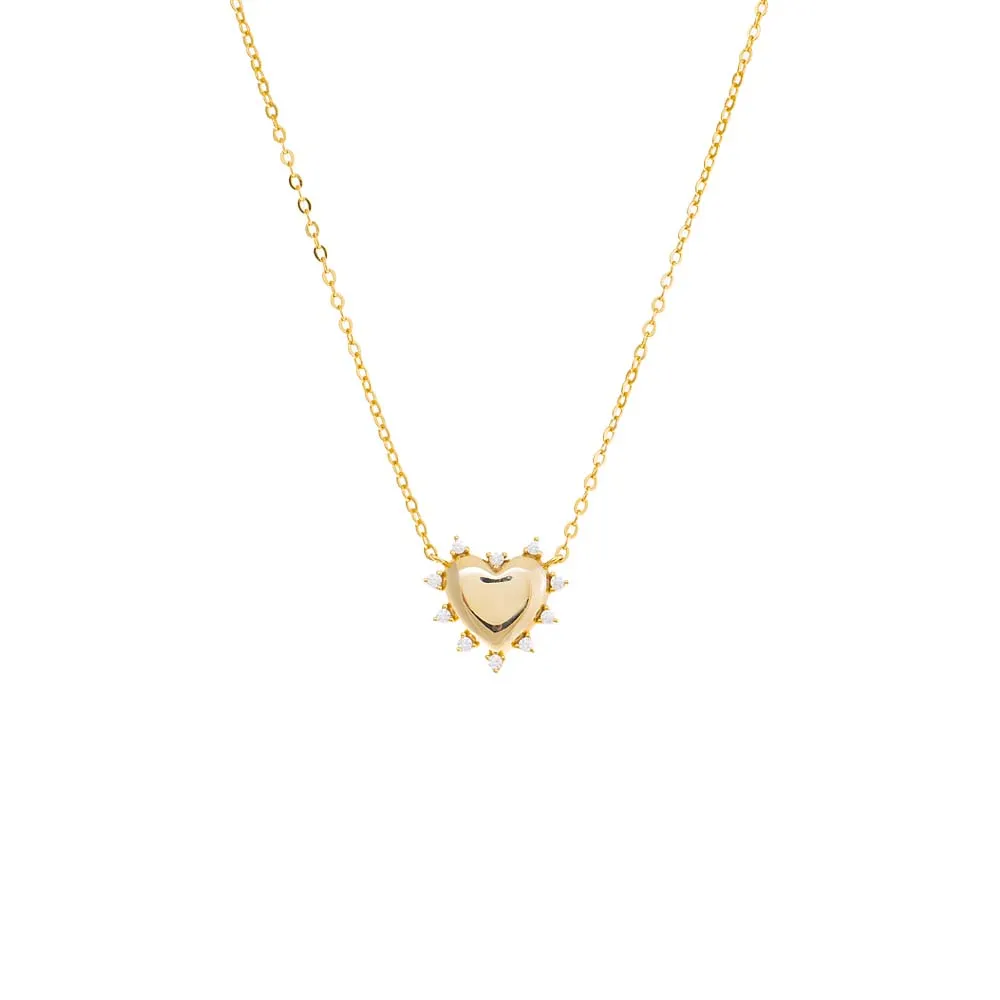 CZ Rimmed Solid Heart Pendant Necklace sold by Adina Eden's