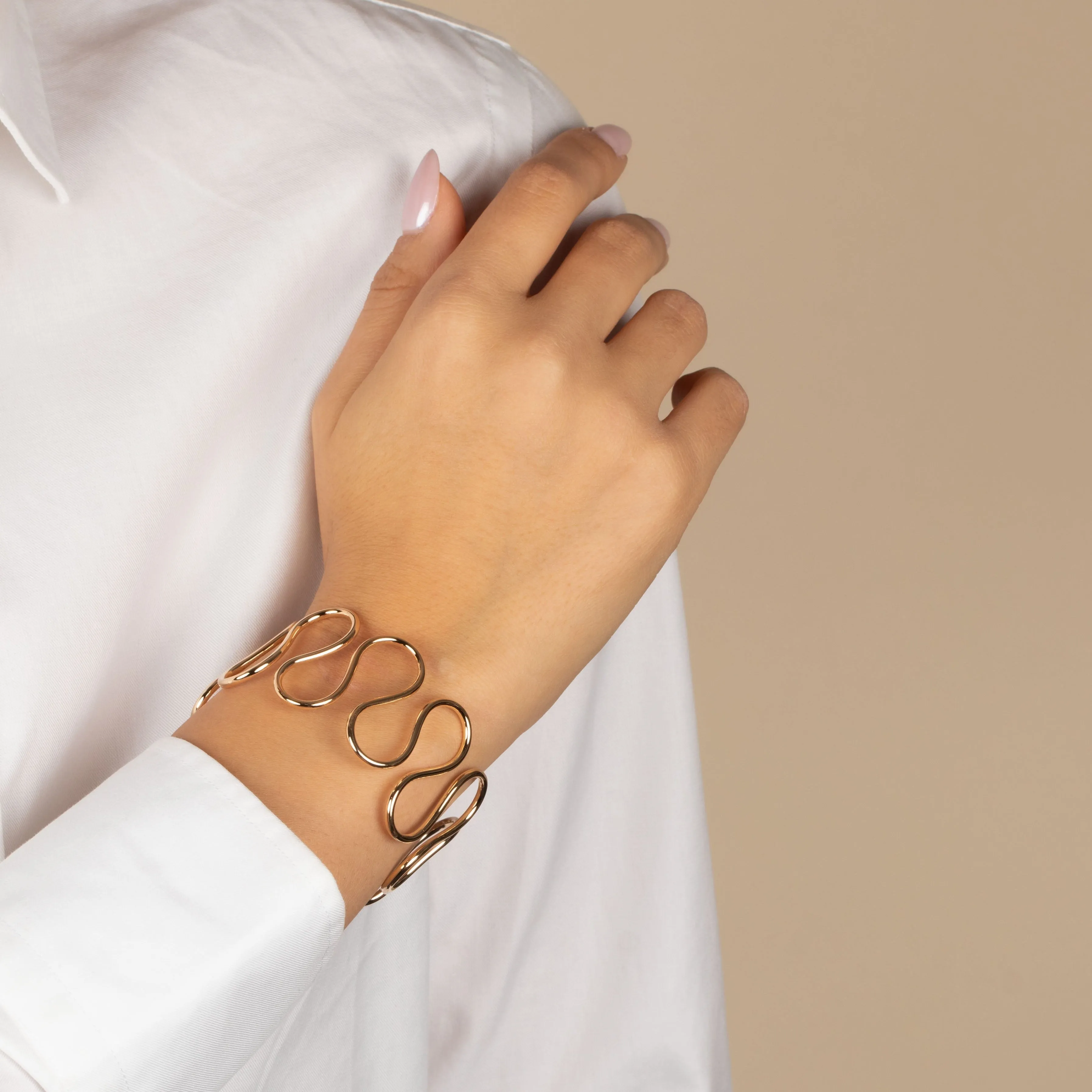 Solid Looped Open Cuff Bangle Bracelet sold by Adina Eden's product image thumbnail 3