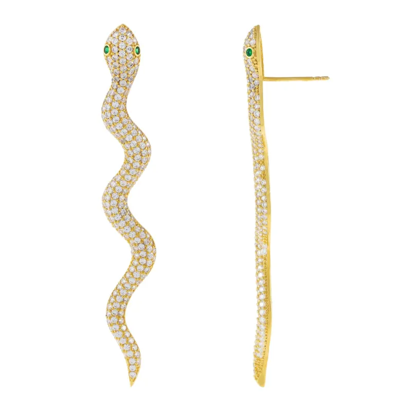 Pavé Snake Drop Stud Earring sold by Adina Eden's