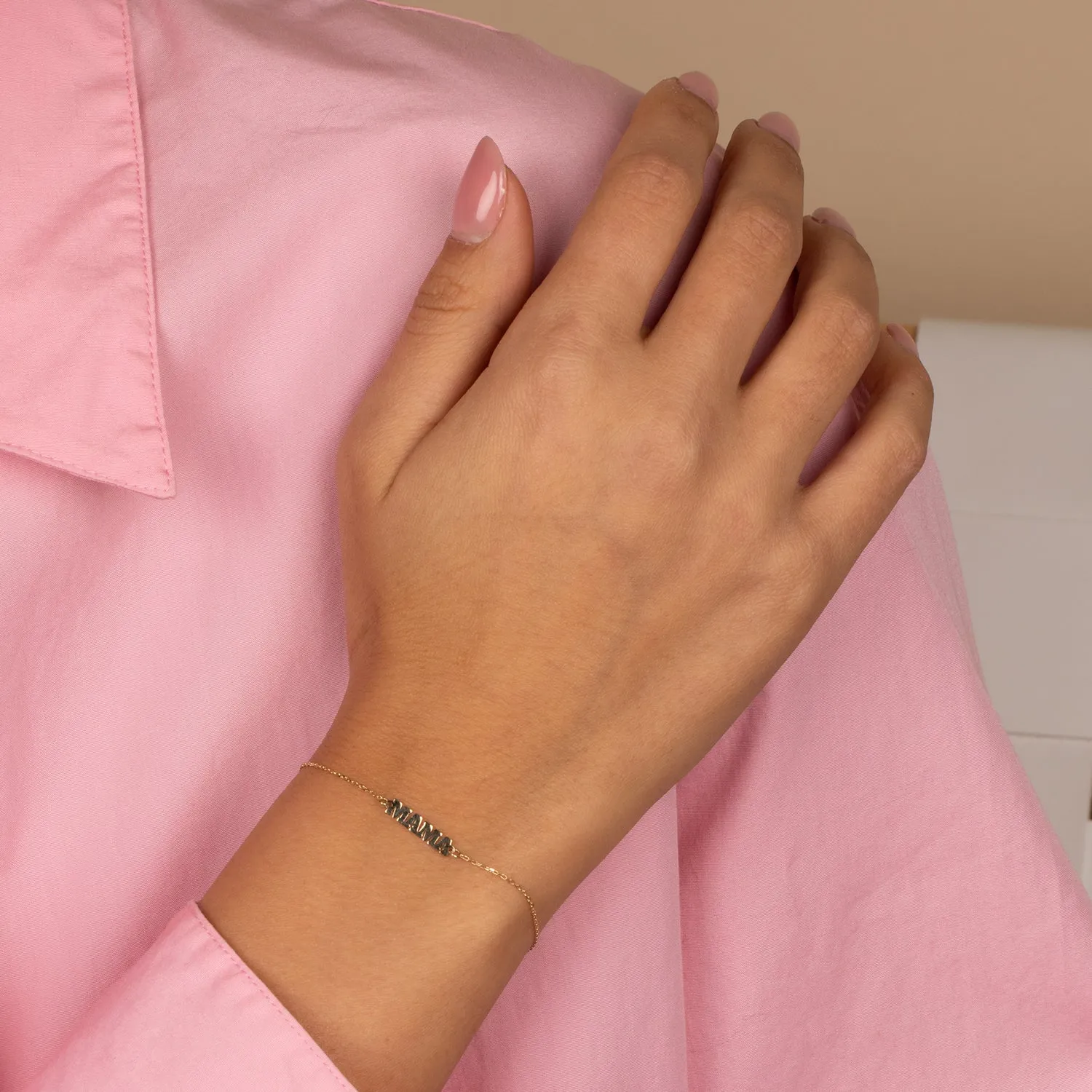 Solid Mama Nameplate Bracelet 14K sold by Adina Eden's product image thumbnail 2