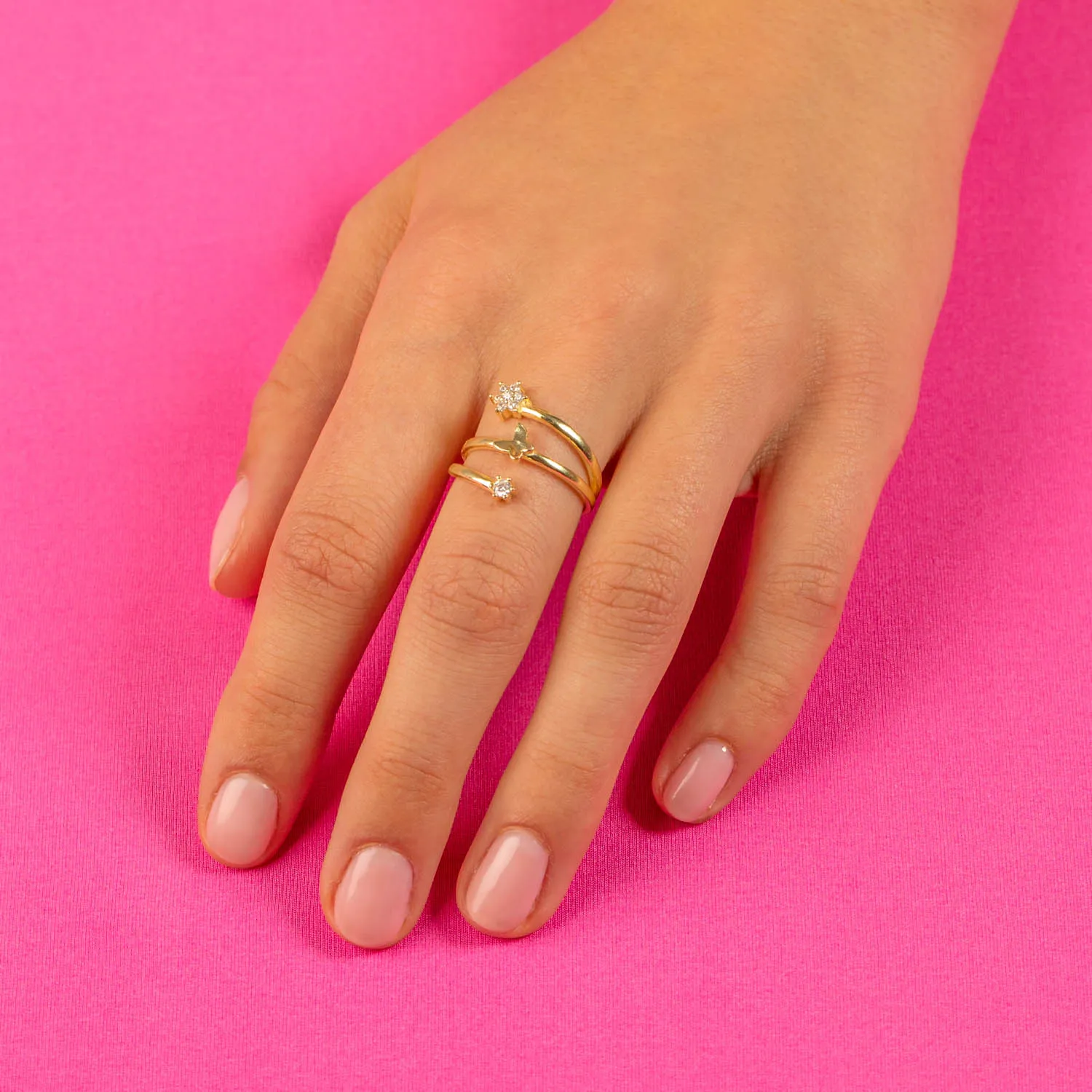 Pavé Butterfly x Star Triple Row Ring sold by Adina Eden's product image thumbnail 2