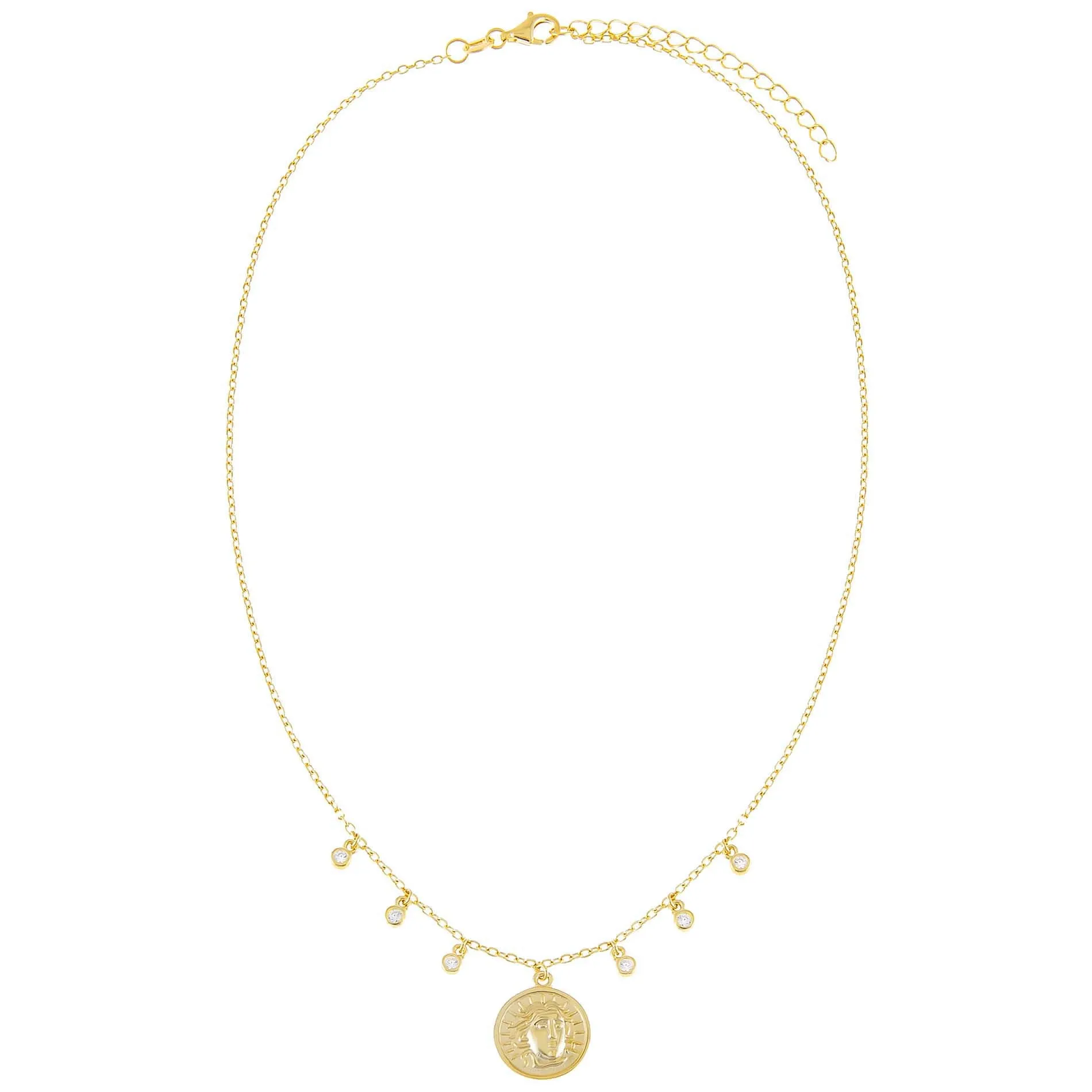 CZ Bezel Coin Necklace sold by Adina Eden's product image thumbnail 3