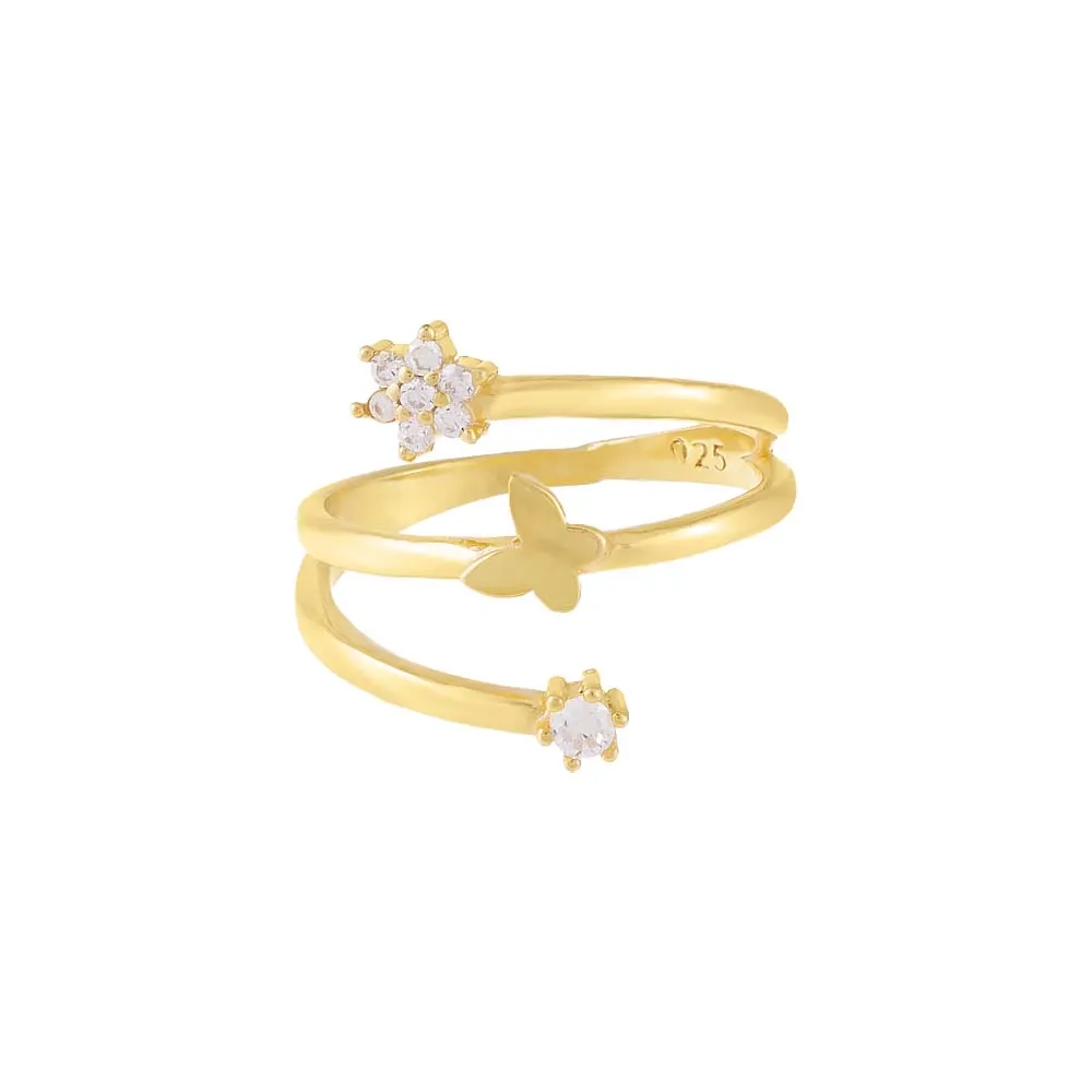 Pavé Butterfly x Star Triple Row Ring sold by Adina Eden's product image thumbnail 4