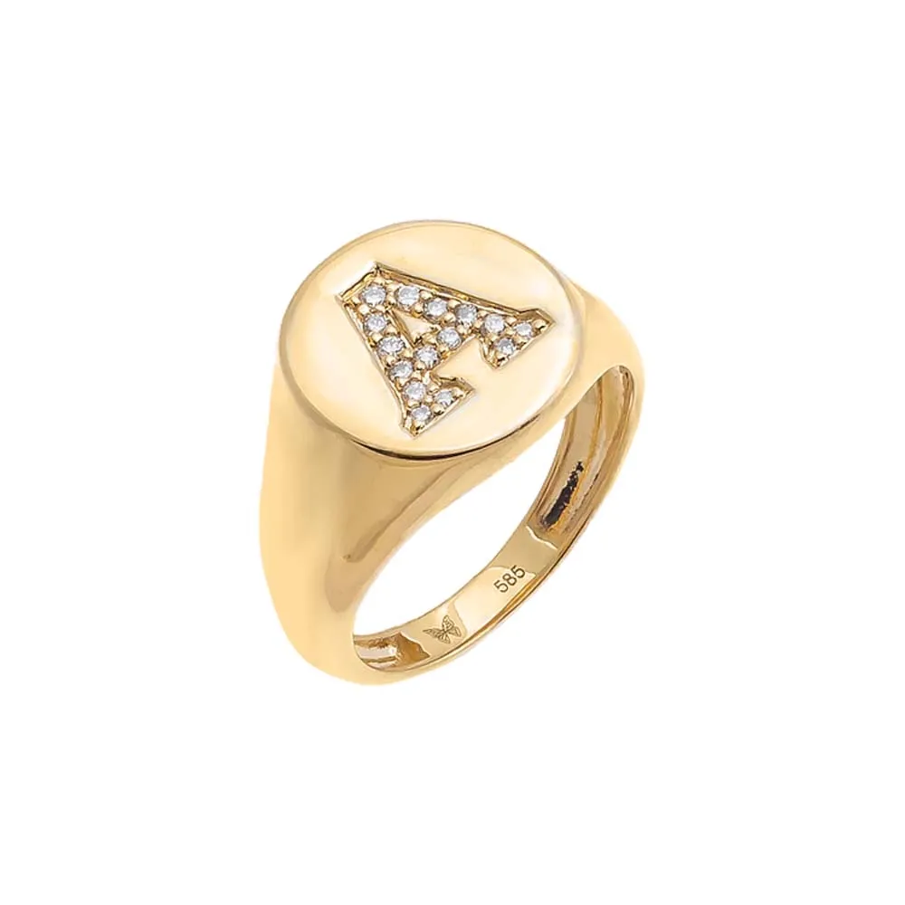 Diamond Initial Pinky Ring 14K sold by Adina Eden's