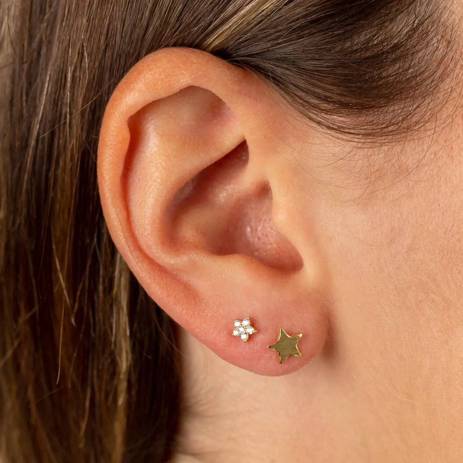 CZ 5 Petal Flower Threaded Ball Stud Earring sold by Adina Eden's product image thumbnail 2